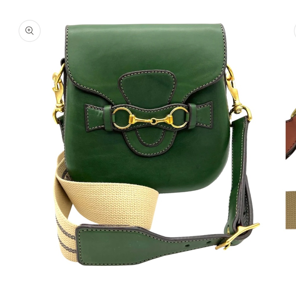 Rebecca Ray made in America Elegant Green Leather Crossbody Bag women’s Horsebit